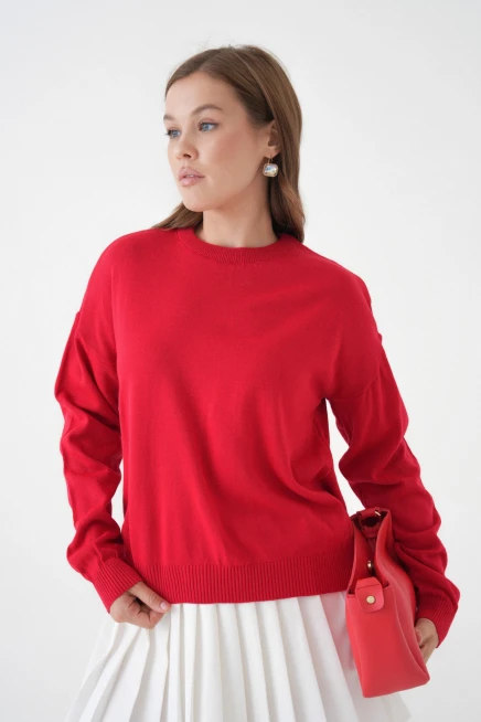 Kadın Bisiklet Yaka Oversize Triko Kazak