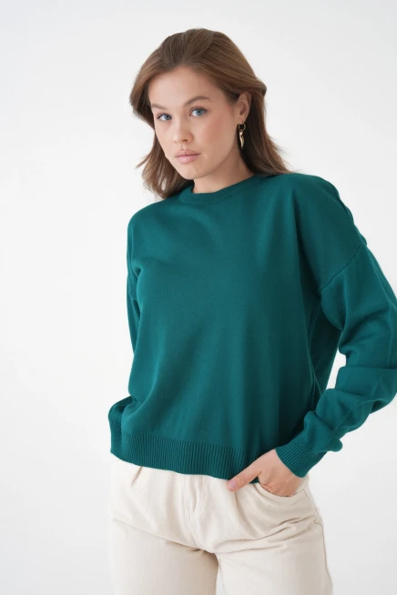 Kadın Bisiklet Yaka Oversize Triko Kazak