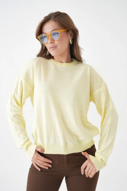 Kadın Bisiklet Yaka Oversize Triko Kazak