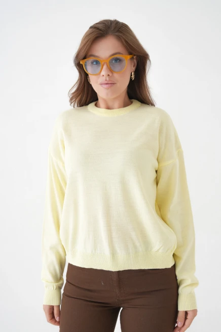 Kadın Bisiklet Yaka Oversize Triko Kazak