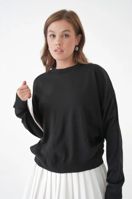 Kadın Bisiklet Yaka Oversize Triko Kazak