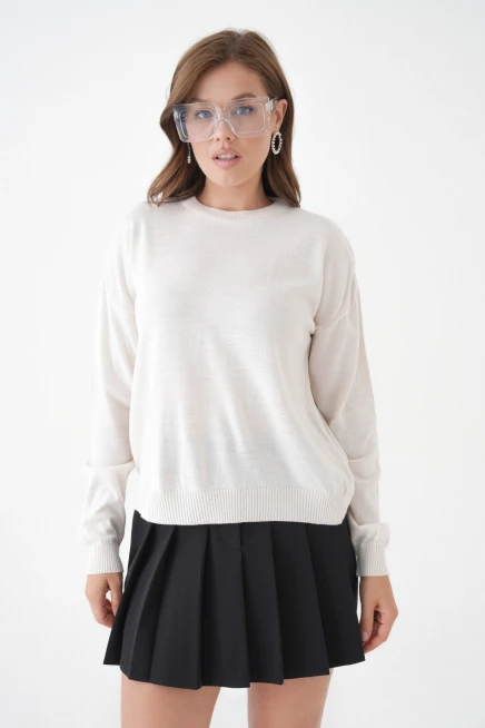 Kadın Bisiklet Yaka Oversize Triko Kazak