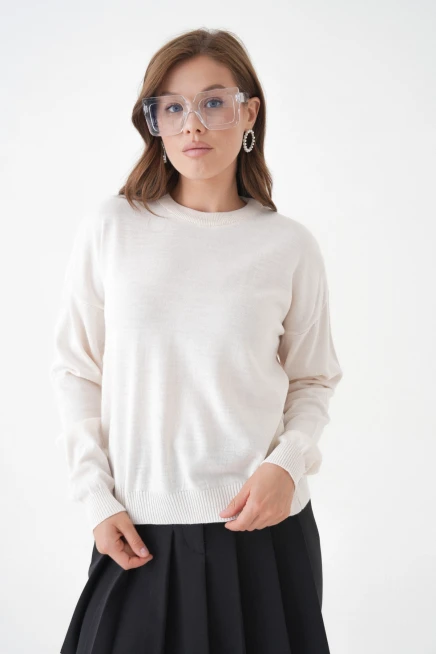 Kadın Bisiklet Yaka Oversize Triko Kazak