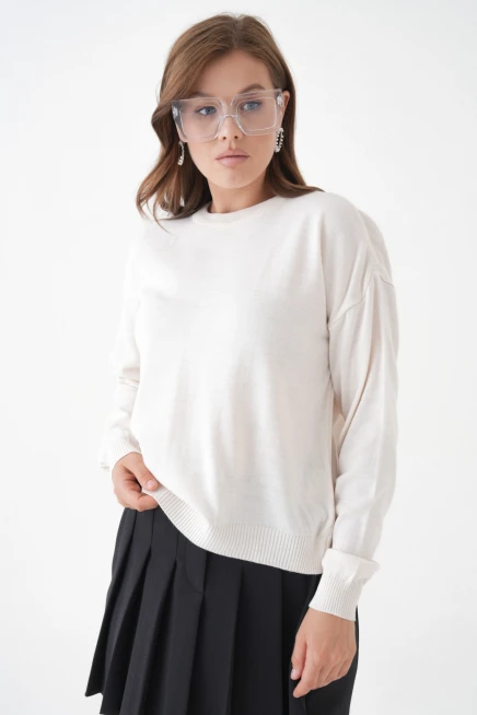 Kadın Bisiklet Yaka Oversize Triko Kazak