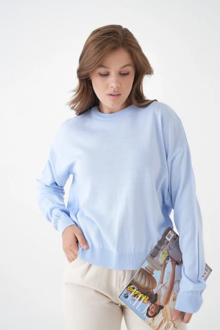 Kadın Bisiklet Yaka Oversize Triko Kazak