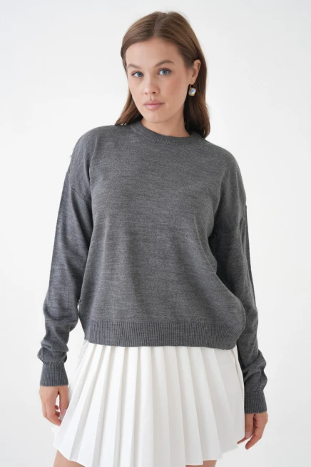 Kadın Bisiklet Yaka Oversize Triko Kazak