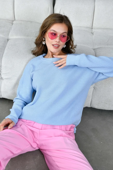 Kadın Bisiklet Yaka Yırtmaçlı Oversize Triko Kazak