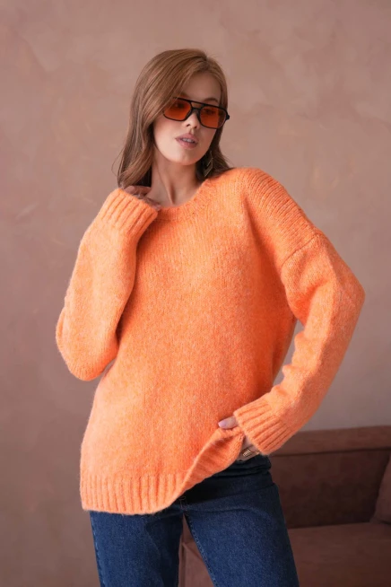 Kadın Bisiklet Yaka Yumuşak Dokulu Oversize Triko Kazak 3032