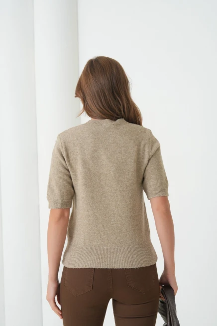 Kadın Bisiklet Yaka Yün Karışımlı Triko Kazak 8563Sw.Mng