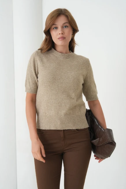 Kadın Bisiklet Yaka Yün Karışımlı Triko Kazak 8563Sw.Mng