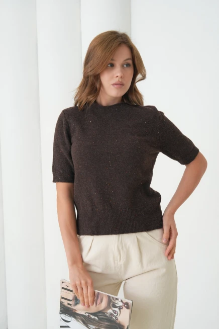 Kadın Bisiklet Yaka Yün Karışımlı Triko Kazak 8563Sw.Mng