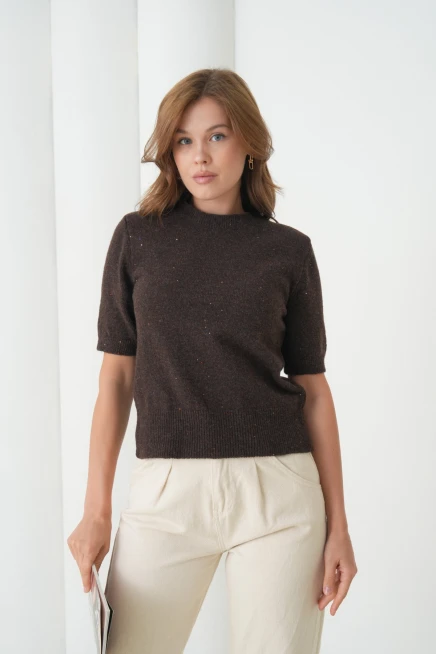 Kadın Bisiklet Yaka Yün Karışımlı Triko Kazak 8563Sw.Mng