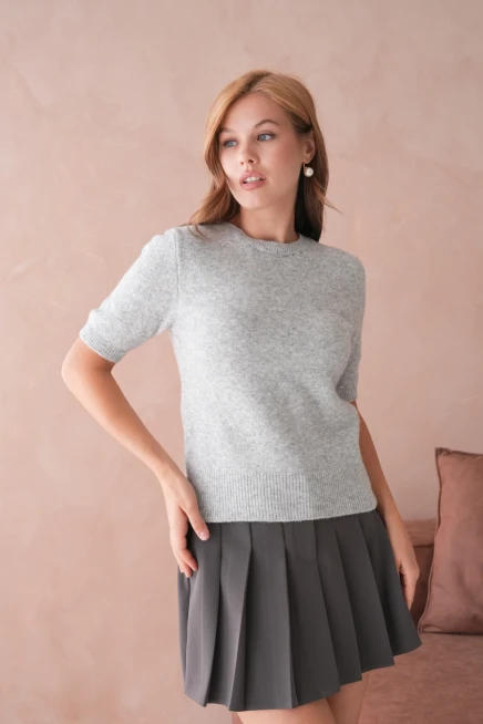 Kadın Bisiklet Yaka Yün Karışımlı Triko Kazak 8563Sw.Mng