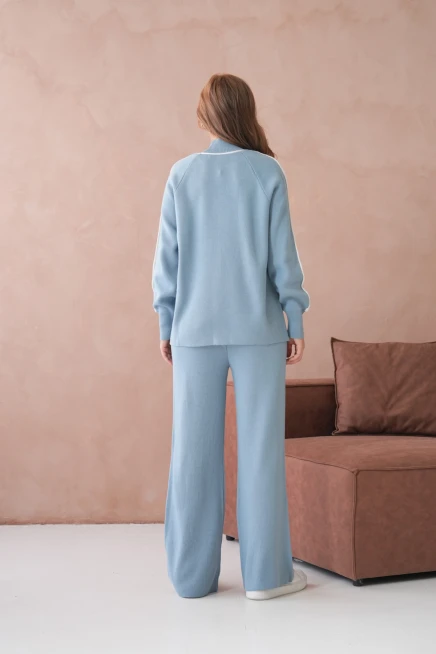 Kadın Dik Yaka Kazak Pantolon İkili Triko Takım