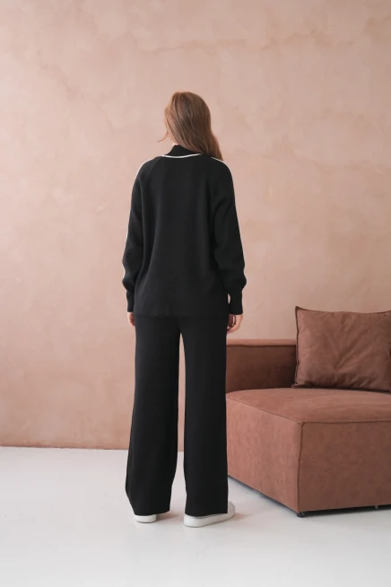 Kadın Dik Yaka Kazak Pantolon İkili Triko Takım