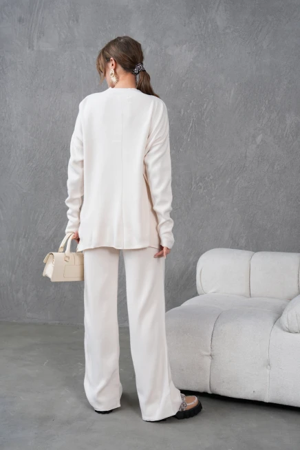 Kadın Dik Yaka Kazak Pantolon İkili Triko Takım