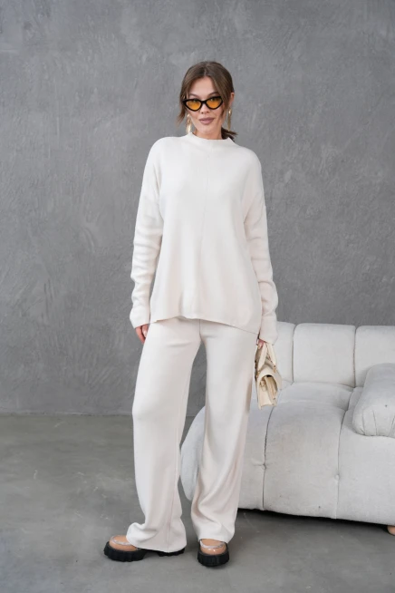 Kadın Dik Yaka Kazak Pantolon İkili Triko Takım