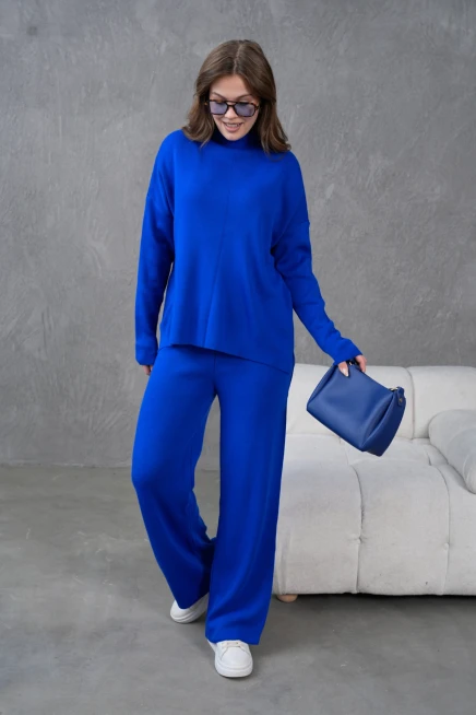 Kadın Dik Yaka Kazak Pantolon İkili Triko Takım