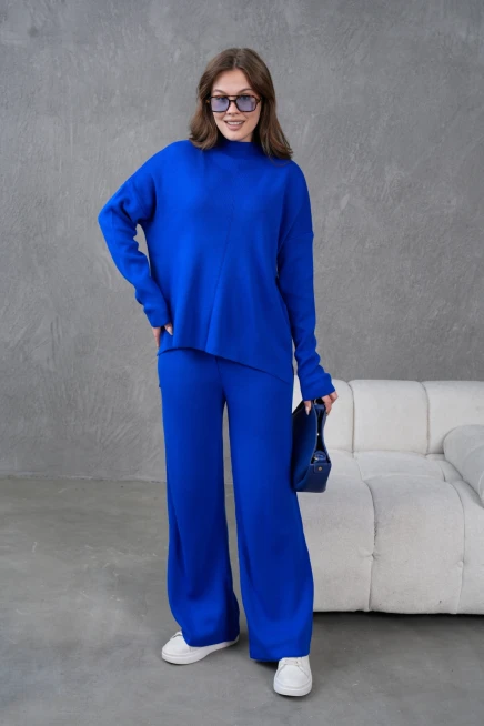 Kadın Dik Yaka Kazak Pantolon İkili Triko Takım