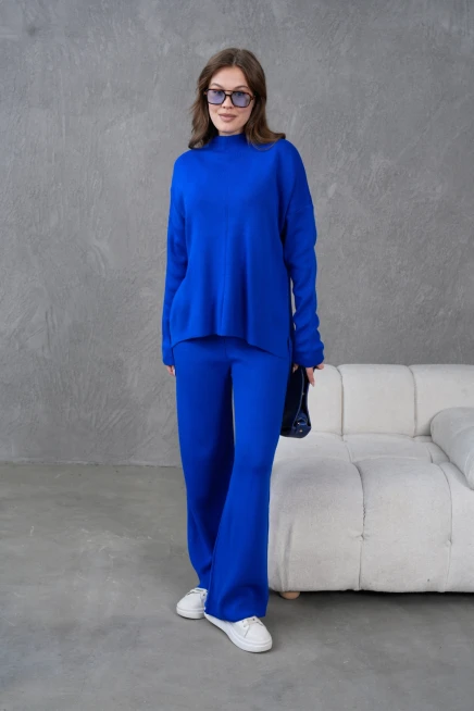 Kadın Dik Yaka Kazak Pantolon İkili Triko Takım