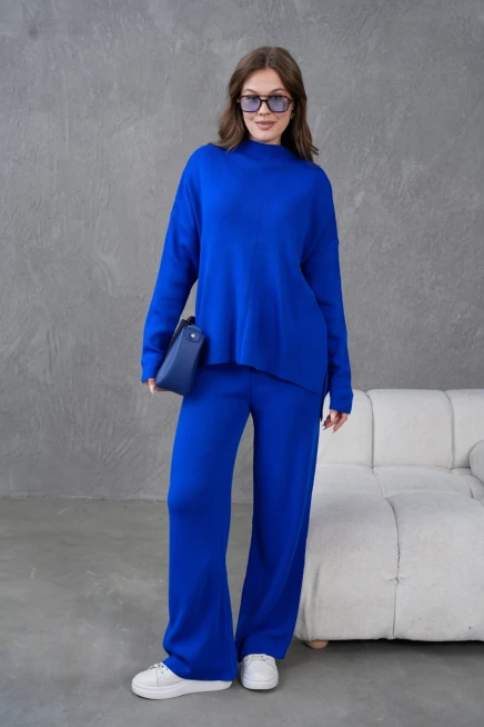 Kadın Dik Yaka Kazak Pantolon İkili Triko Takım