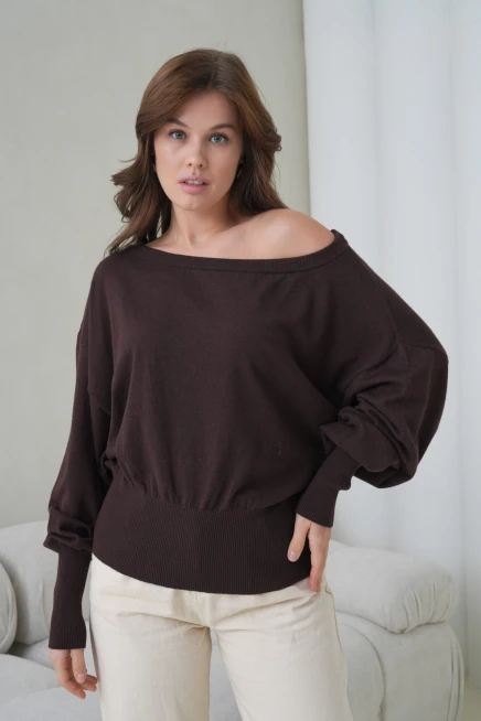 kadın geniş yaka koll detay trko kazak