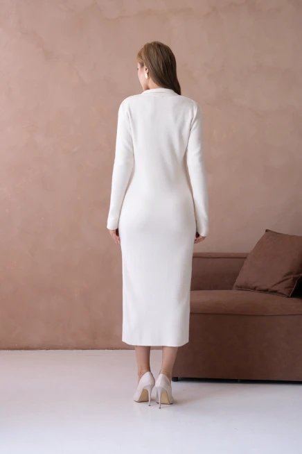 Kadın Polo Yaka Yamuşak Dokulu Maksi Boy Triko Elbise