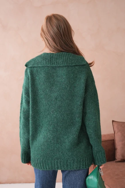 Kadın Polo Yaka Yumuşak Dokulu Oversize Triko Kazak