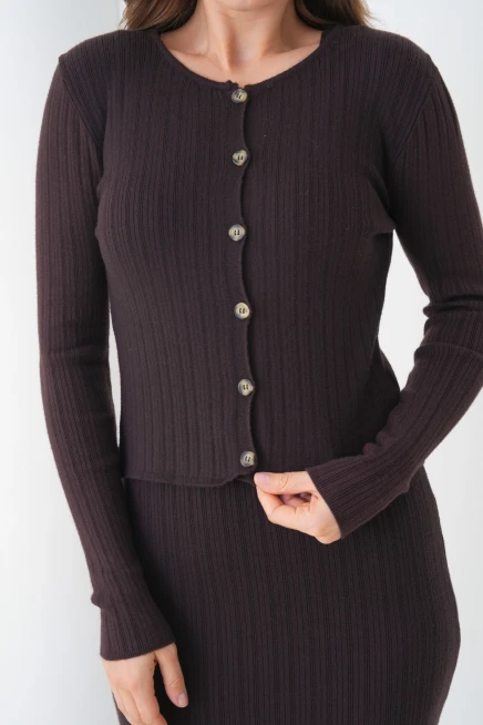 Kadın bisiklet Yaka Düğme Kapama Kaşkorse Ceket Elbise İkili Triko Takım