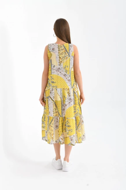 Kadın Sarı Renk Uzun Elbise