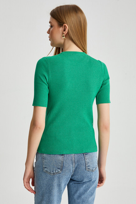 Womens Crew Neck Short Sleeve Basic Knitwear Blouse