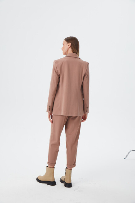 Kadın Camel Düğme Deteylı Boyfriend Blazer Ceket