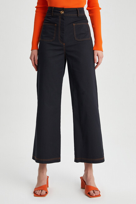 Kadın Garni Dikişli Cep Detay İspanyol Paça Gabardin Pantolon