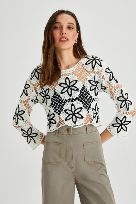 Kadın Garni Dikişli Cep Detay İspanyol Paça Gabardin Pantolon