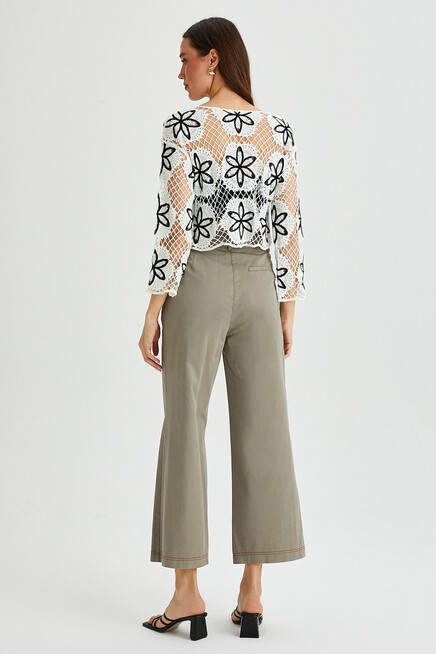 Kadın Garni Dikişli Cep Detay İspanyol Paça Gabardin Pantolon