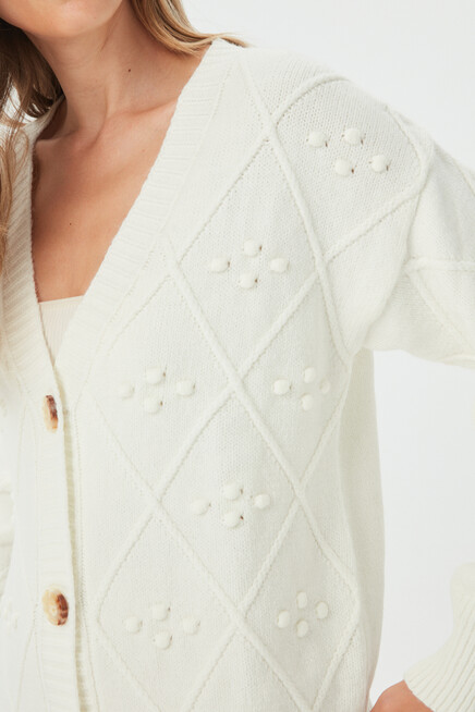 Women's Bone Button Detailed Knitwear Cardigan