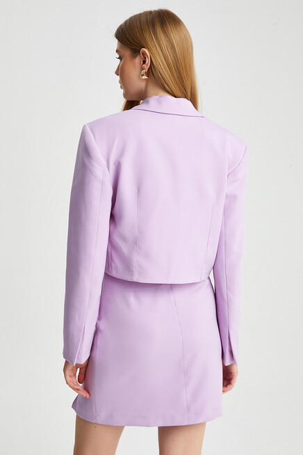 Kadın Kruvaze Crop Blazer Ceket