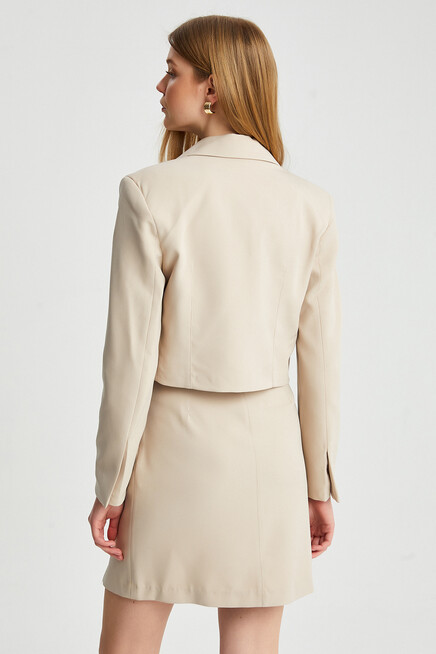 Kadın Kruvaze Crop Blazer Ceket