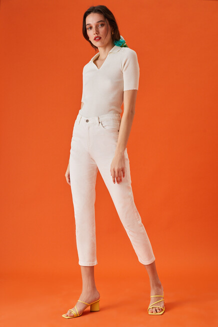 Kadın Polo Yaka Kısa Kol Basic Triko Bluz