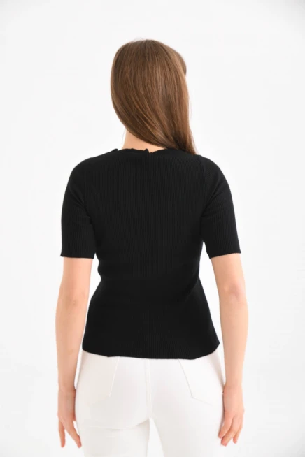 Kadın V Yaka Siyah Triko