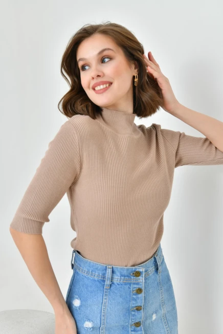 Kadın Balıkçı Yaka Slim Triko Kazak