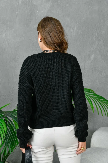 Kadın Bisiklet Yaka Salaş Triko Kazak