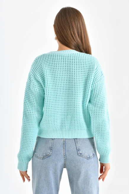 Kadın Bisiklet Yaka Salaş Triko Kazak