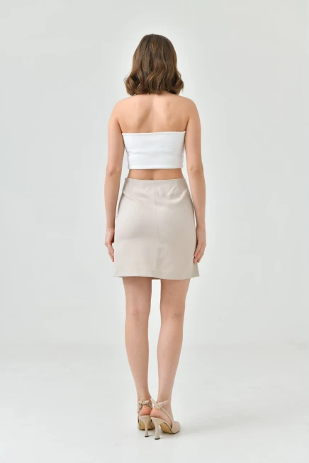 Kadın Büzgü Detaylı Kumaş Etek