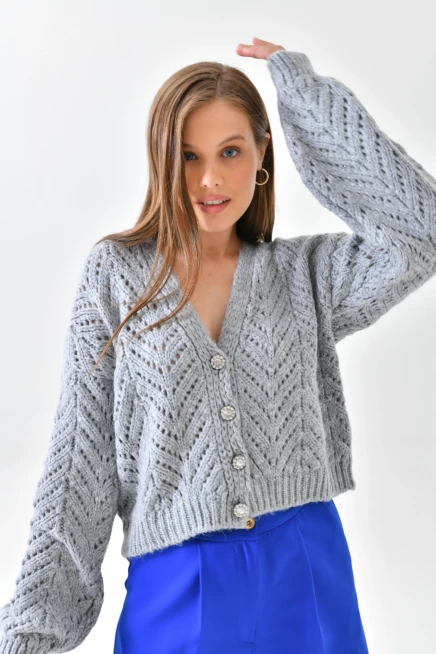 Kadın Desenli Triko Hırka