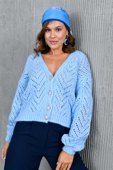 Kadın Desenli Triko Hırka