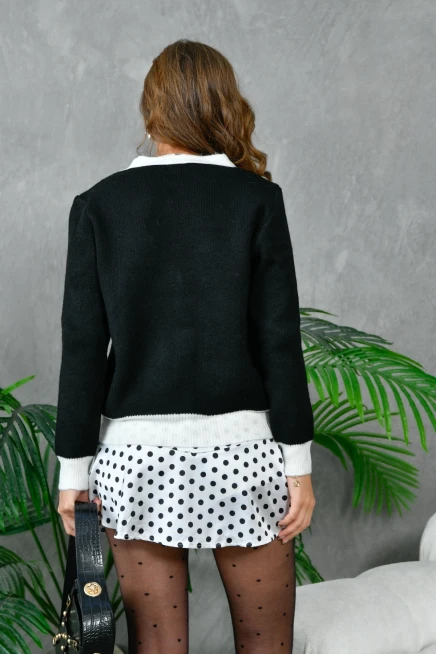 Kadın Düğme Detay Salaş Triko Hırka