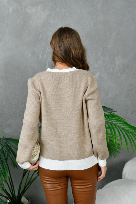 Kadın Düğme Detay Salaş Triko Hırka