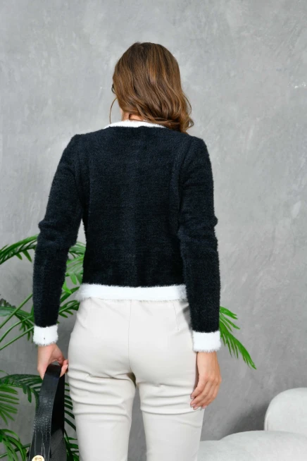 Kadın Düğme Detay Triko Hırka