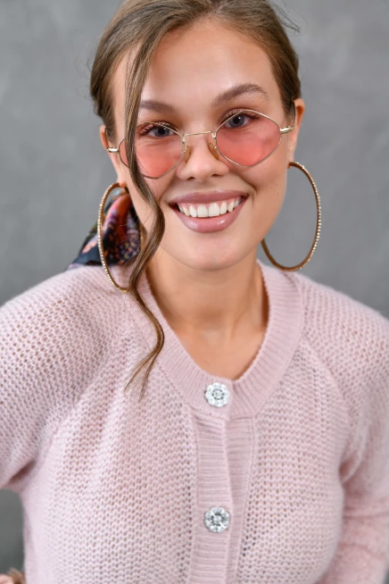 Kadın Düğme Detay Triko Hırka